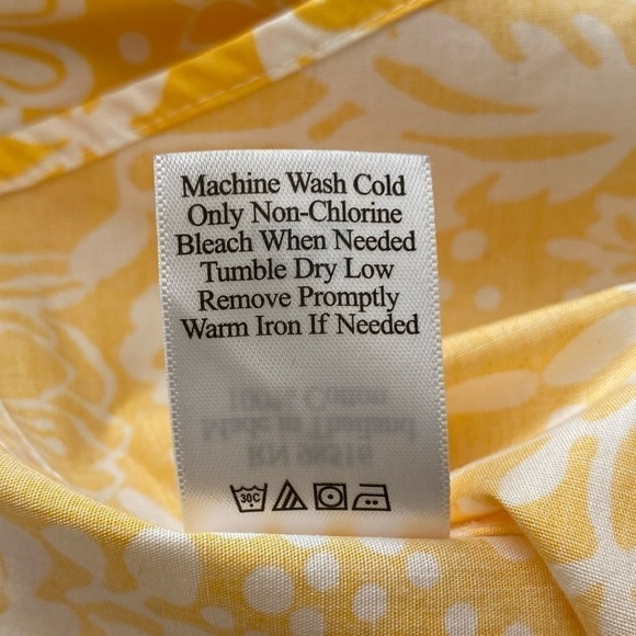 COLDWATER CREEK Top Button Up V Neck Collar Floral Yellow White Women Size M - Picture 12 of 12